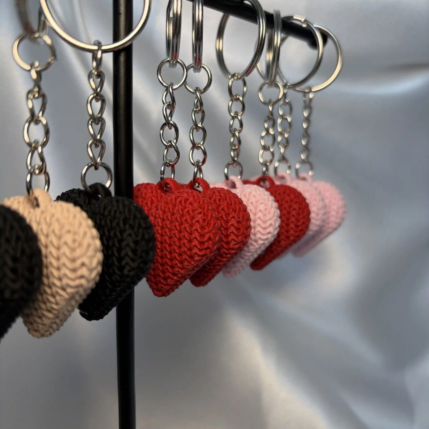 Herz Schlüsselanhänger in Strickoptik