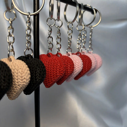 Herz Schlüsselanhänger in Strickoptik