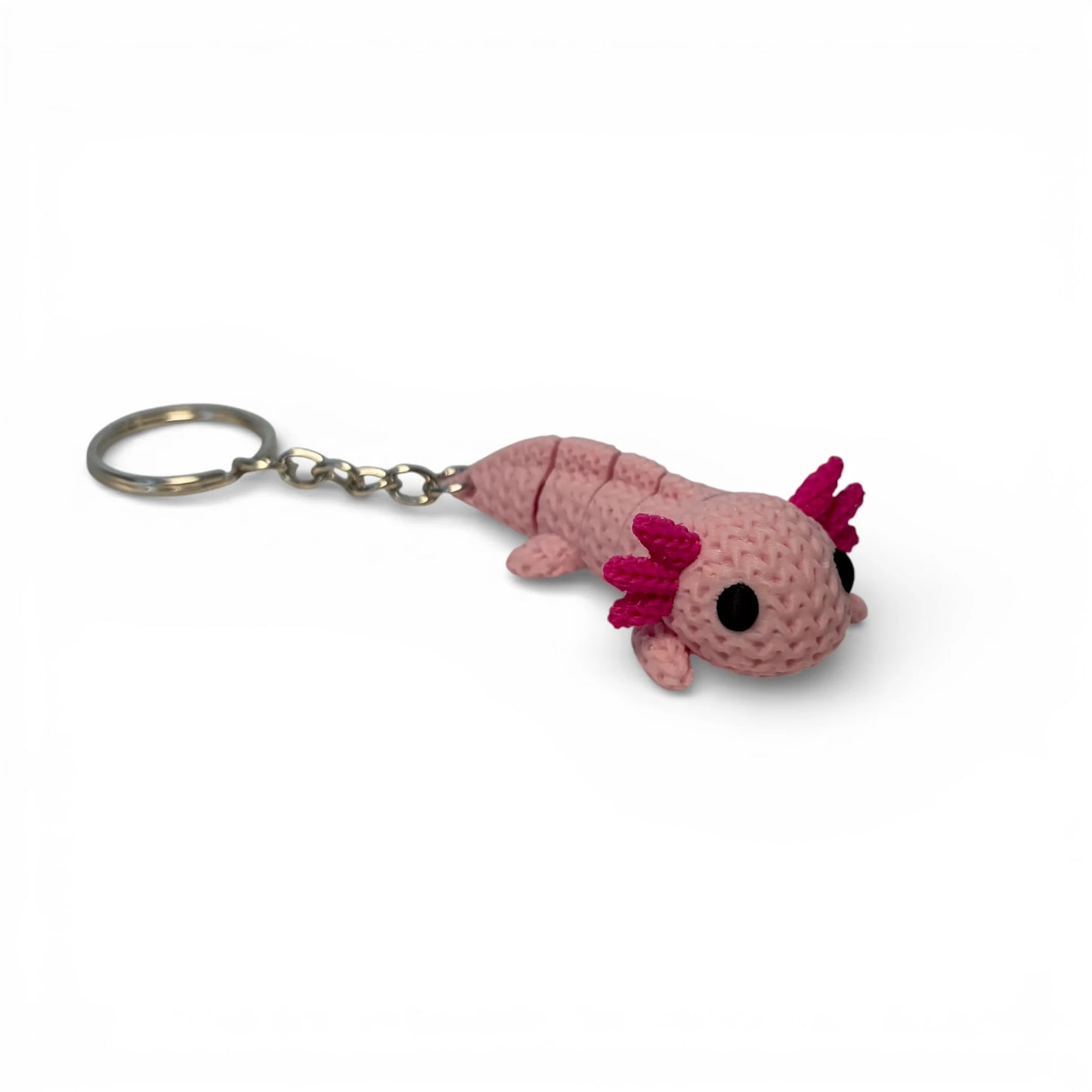 Axolotl Schlüssel- und Taschenanhänger beweglich in Strickoptik