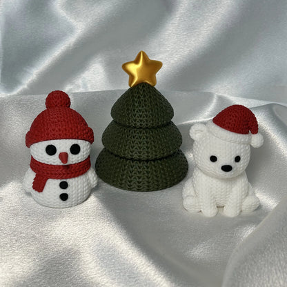 Weihnachtsdekoration in Strickoptik 3er-Set