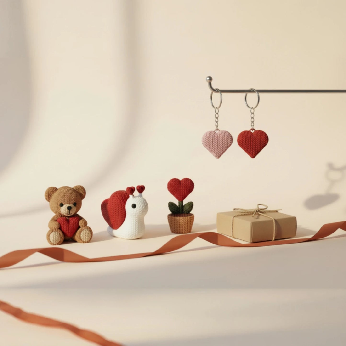 "Valentine" Figuren & Schlüsselanhänger im 4er-Set