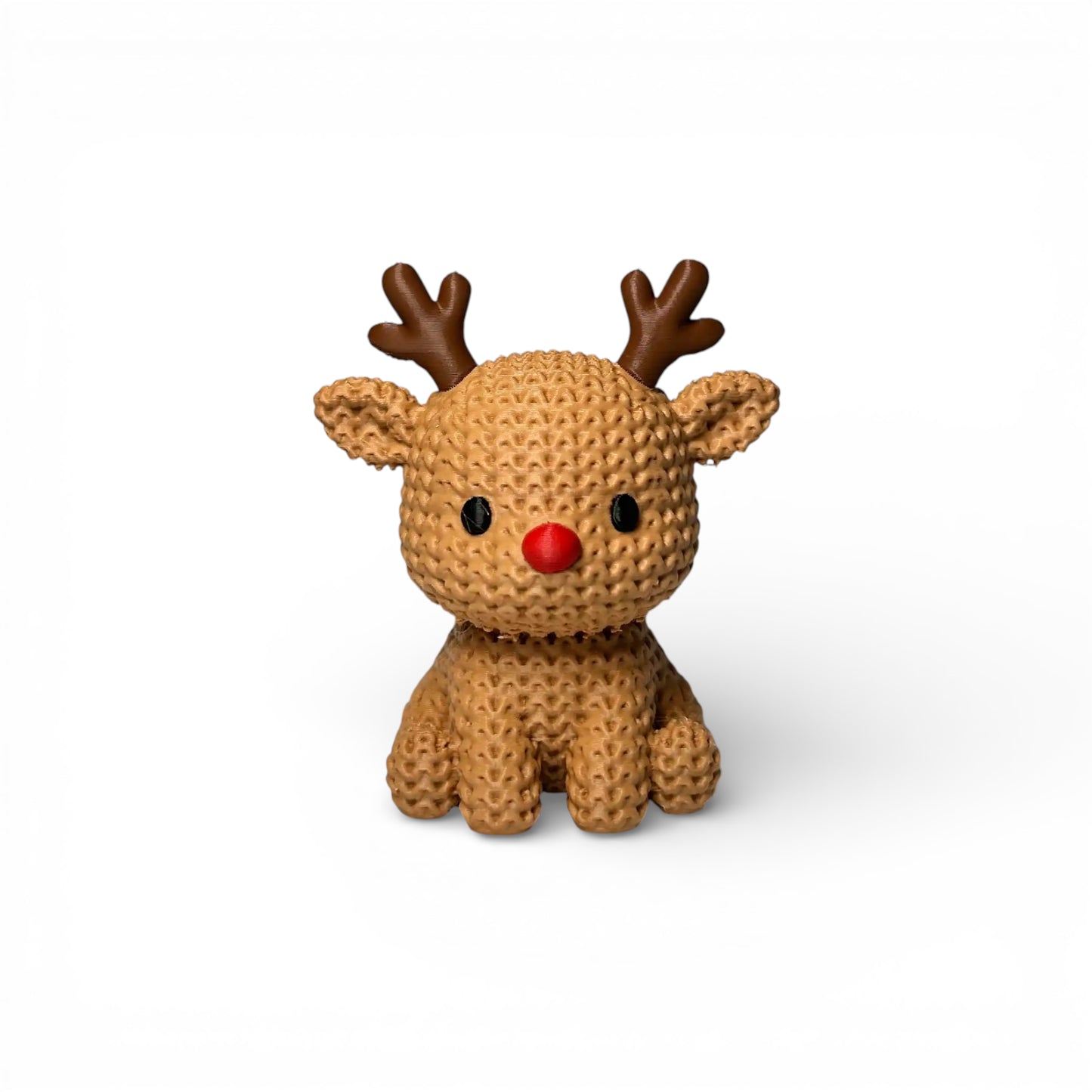 Gestricktes Rentier mit roter Nase