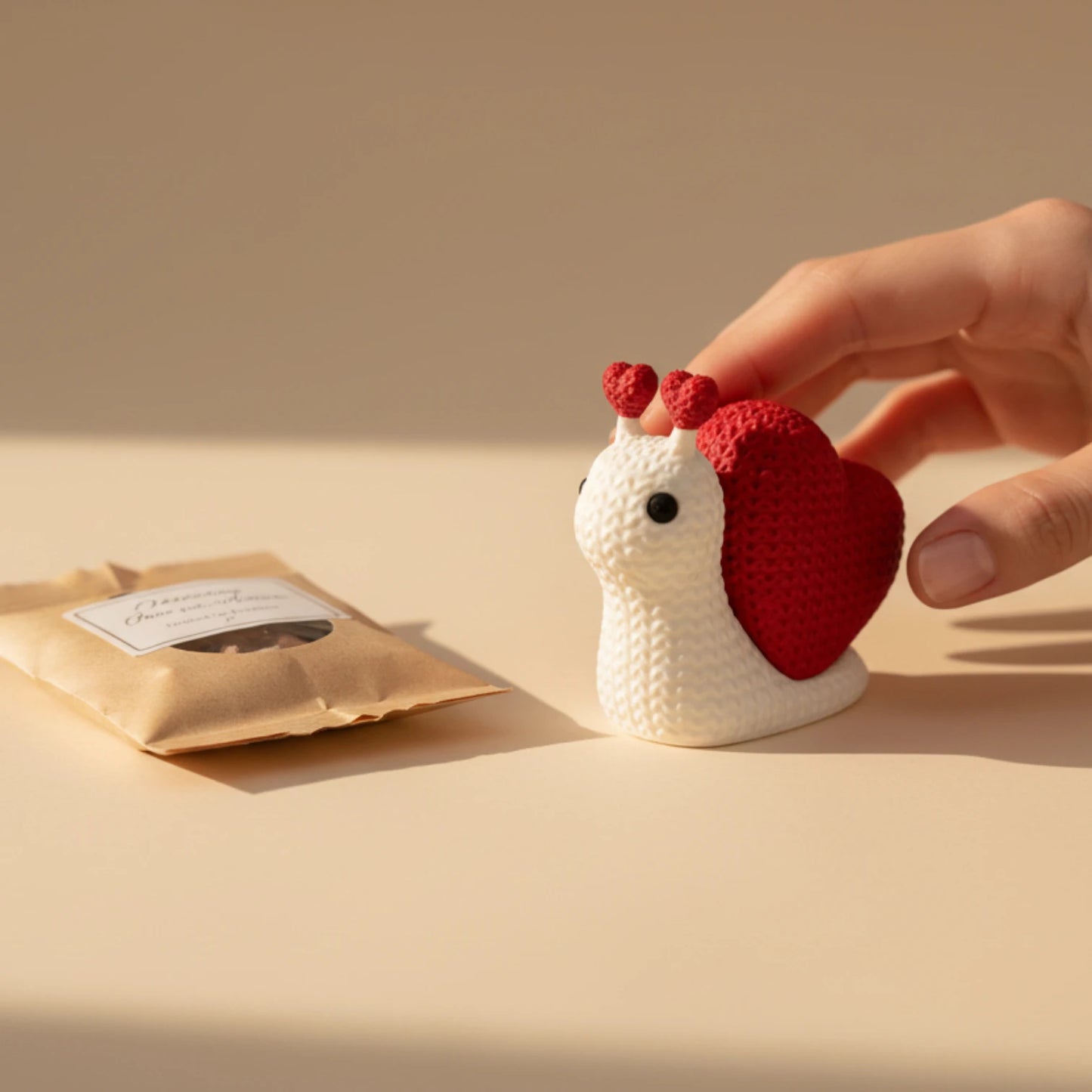 Herz-Schnecke Figur in Strickoptik